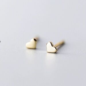 Gold tiny heart stud earrings-SS013 heart